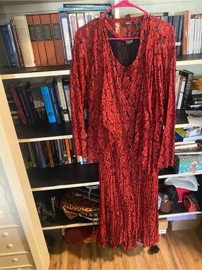 Vintage Red and black Lace 2 piece Maxi Dress set size 1x